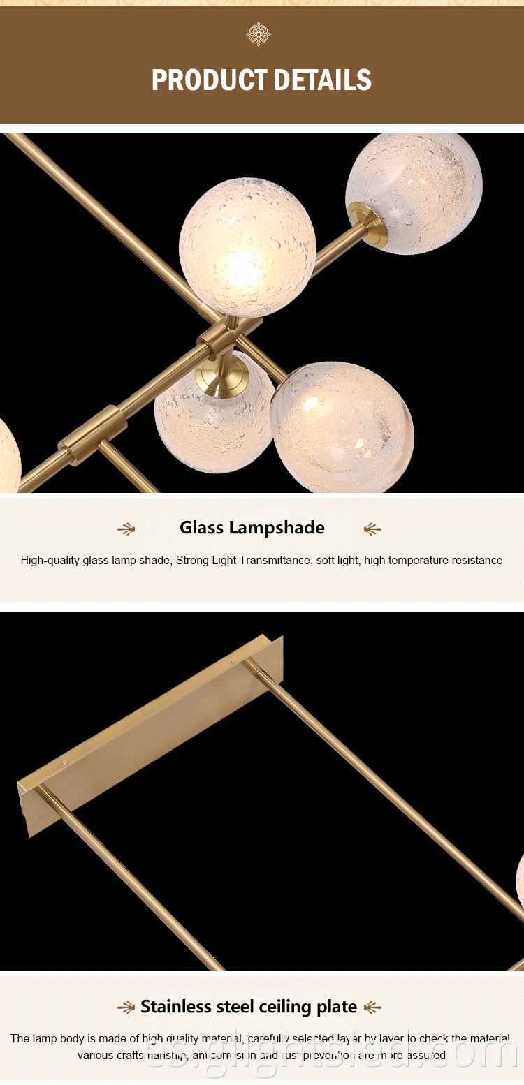 Lámpara colgante LED de vidrio para vestíbulo de hotel de fácil instalación de G-Lights